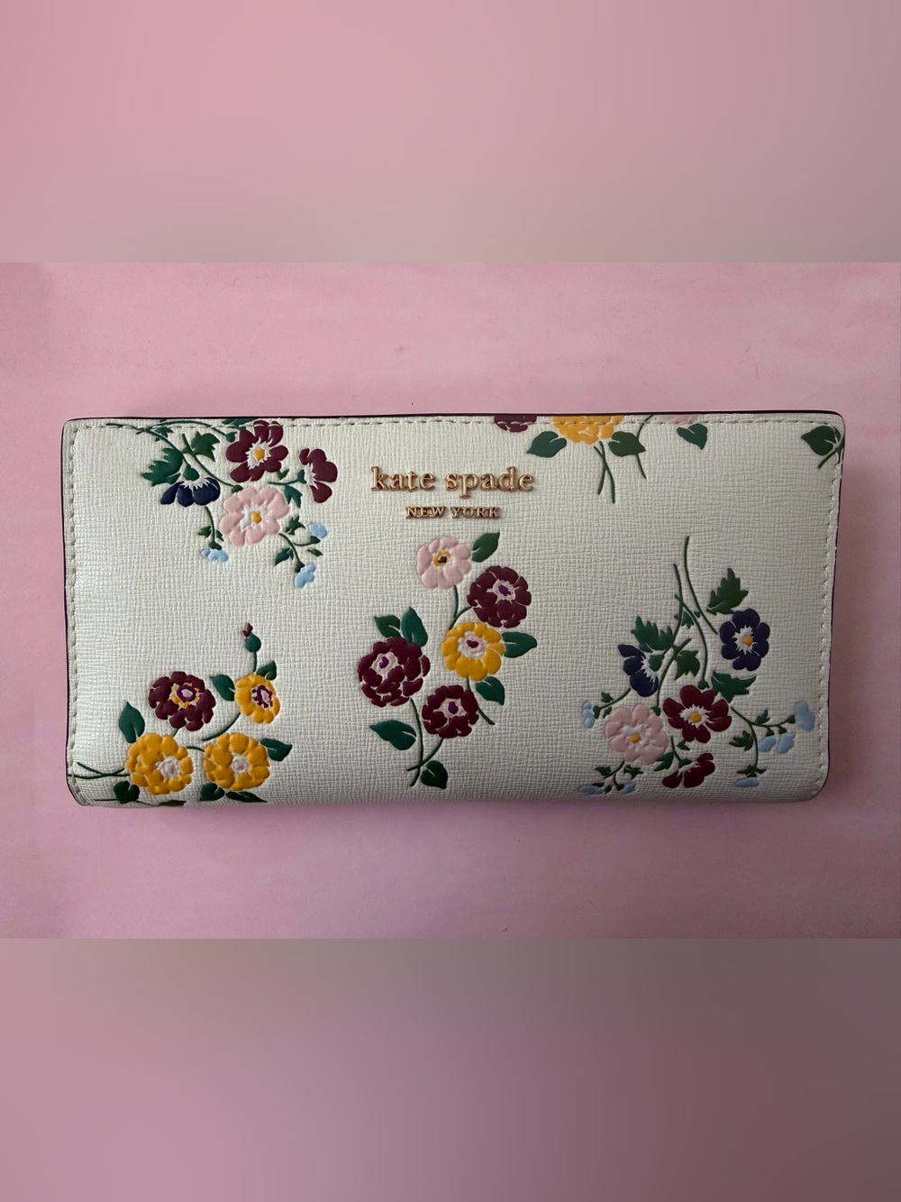 Kate Spade Morgan Bouquet Toss Embossed Slim Bifold Wallet